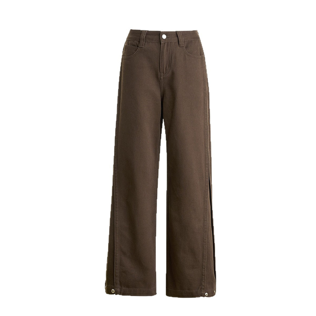 Brown Knife-Edge Jeans Women Vintage Pants