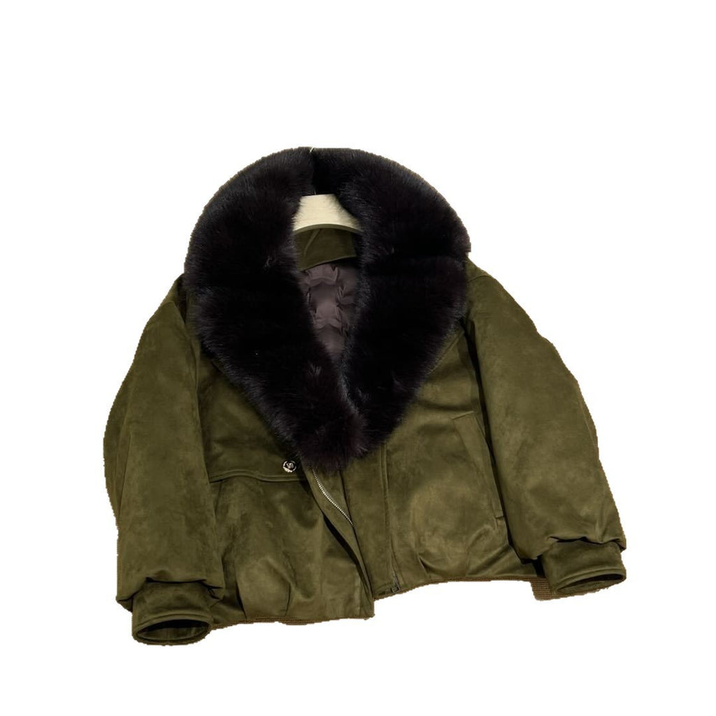 Parka courte femme à col en fausse fourrure – Chaude et matelassée