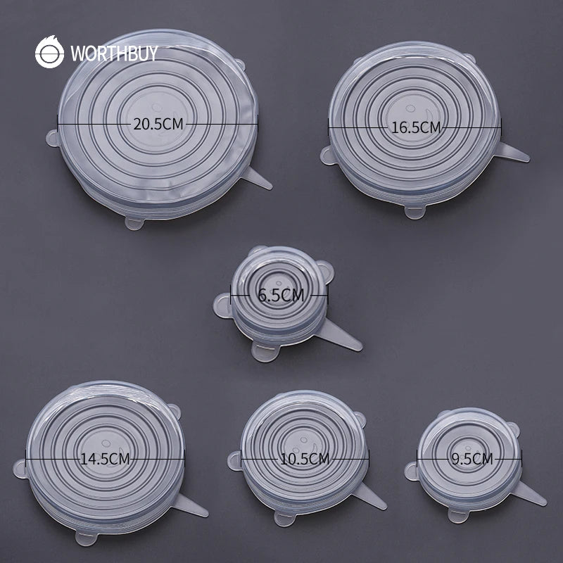 Lot de 6 couvercles extensibles en silicone – Réutilisables pour bols et récipients