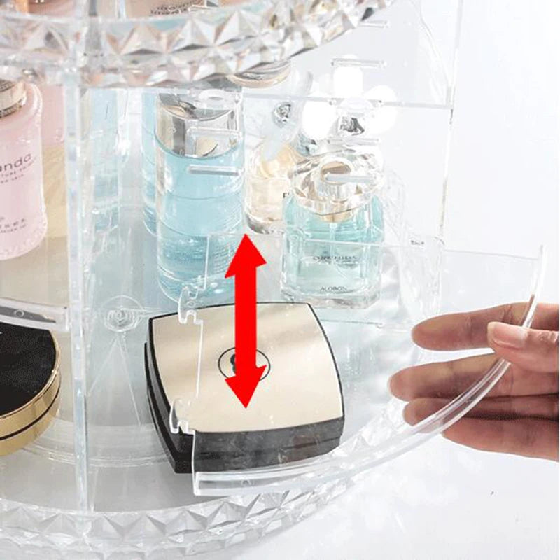 360 Degree Rotating Makeup Storage Rack Height Adjustable Cosmetics Organizer Assembly Skin Care Holder Bathroom Display Case