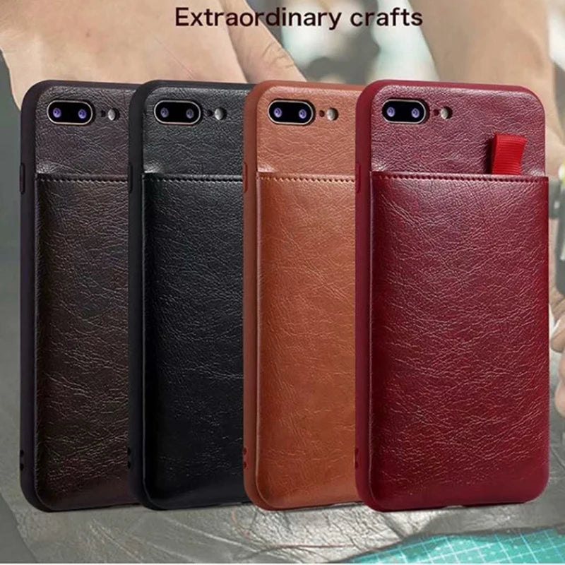 Haissky Leather Wallet Phone Case For iPhone X 6 6s 7 8 Plus Case Luxury Pull Type Card Slots Back Cover For iPhone X 10 8 Plus