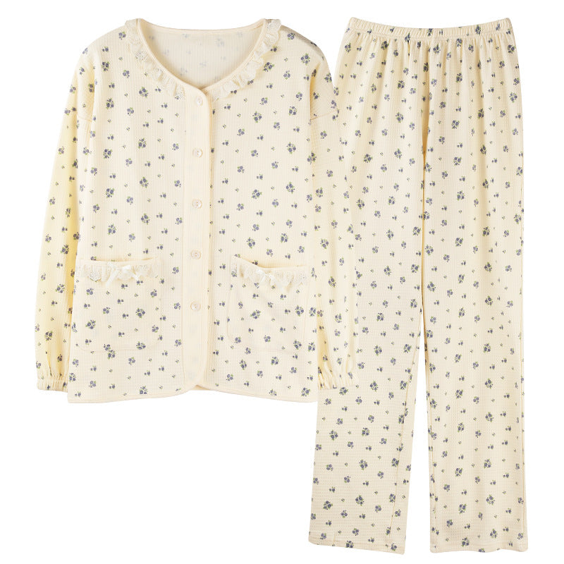 Women's cardigan V-neck long sleeved home suit set for men